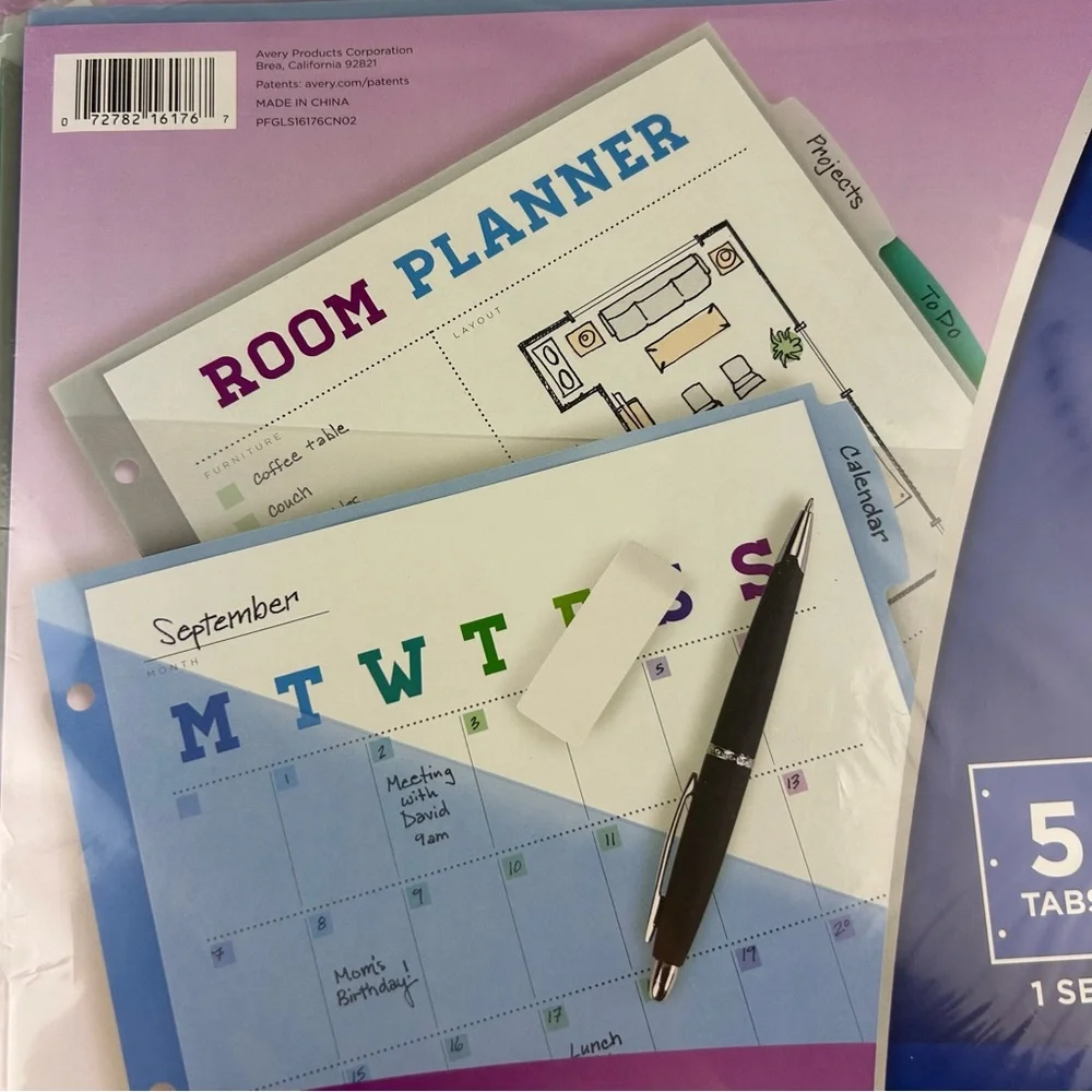 Avery 5 Tab Write & Erase Pocket Plastic Dividers 16176 Lot of 2